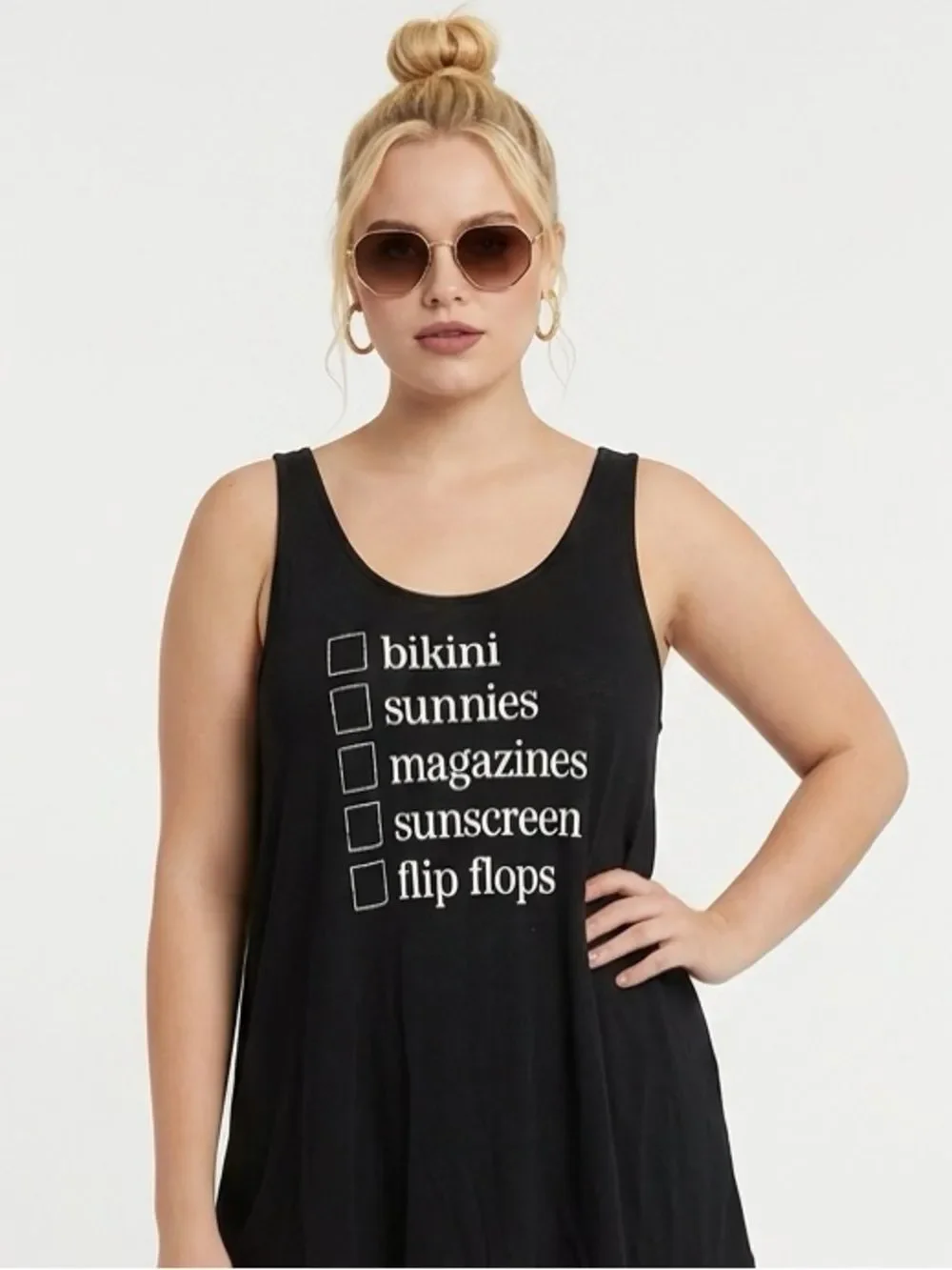 XHILARATION | Black Crossback Swim Coverup Checklist Graphic Women’s Size XL